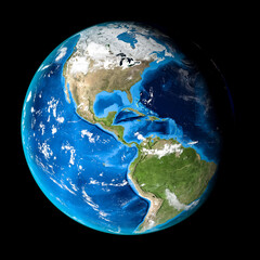 Planet earth with some clouds. America view. 3d Render