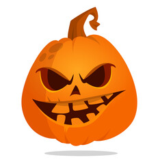 Cartoon  funny  halloween pumpkin head isolated on white background. Vector illustration