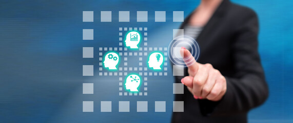 Woman touching a business optimization concept