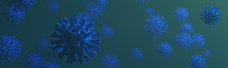 3d render virus blue background