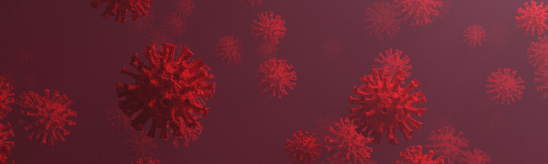 3d render virus red background