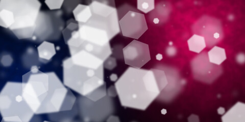Abstract dark blue and magenta background with flying hexagonal shapes - obrazy, fototapety, plakaty