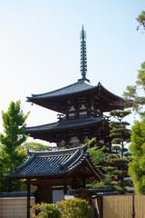 Fototapeta premium 法輪寺の三重塔と南門