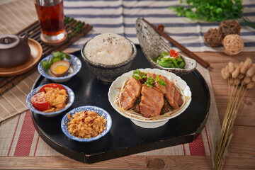 Chinese food set meal fried pork