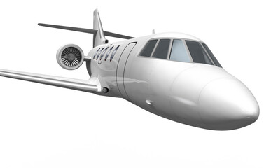 3d moderner Privat Jet mit Reflektionen, freigestellt
