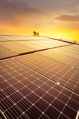 Installing solar panels, Renewable energy clean and good environment.