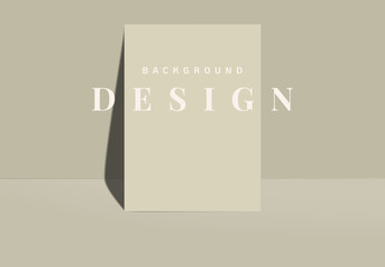 Minimalist product display mockup design, paper lean on the wall on bright nude brown background