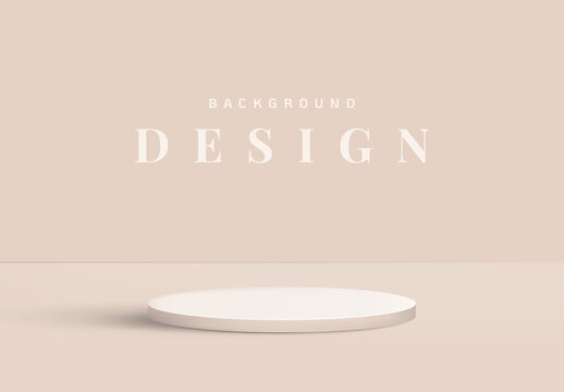 Minimalist product display mockup design, podium on bright nude brown background