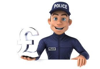 Fun 3D illustration of a cartoon Police Officer