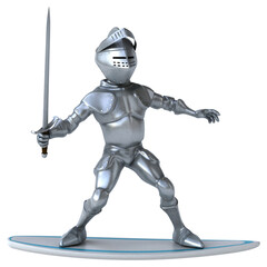 Fun 3D cartoon knight surfing