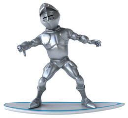 Fun 3D cartoon knight surfing