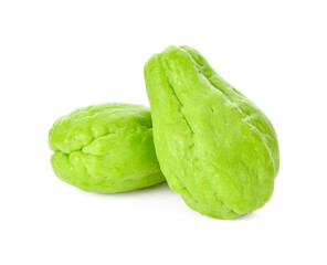 fresh Chayote vegetable isolated on white background.