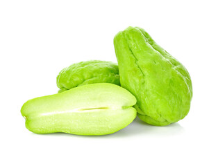 fresh Chayote vegetable isolated on white background.
