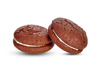 Chocolate whoopie pie on white background