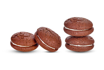 Chocolate whoopie pie on white background
