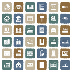 Home Icons. Grunge Color Flat Design. Vector Illustration.