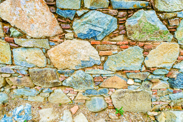 Ancient Stone Wall Made of Natural Rough Stones, Old Masonry