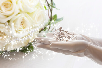 ティアラを持つ新婦