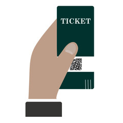 Hand with ticket with qr-code