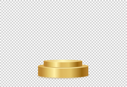 Gold  podium or  showcase to place products  isolate on png or transparent  background for new product, promotion, advertising, vector illustration