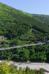 谷瀬の吊り橋と十津川