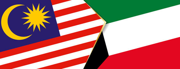 Malaysia and Kuwait flags, two vector flags.