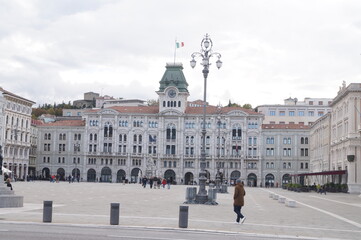 Fototapeta premium Piazza Unità d'Italia headed by the city's municipal building