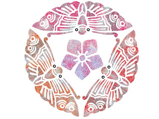 家紋　三つ蝶に桔梗