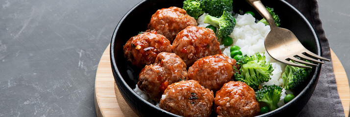 Homemade meatballs with rice