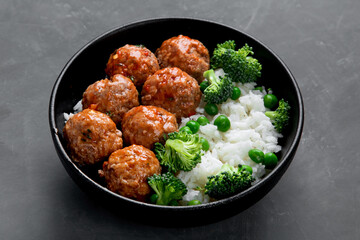 Homemade meatballs with rice