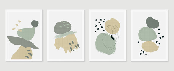 Abstract wall arts vector collection.  Earth tones organic shape Art design for poster, print, cover, wallpaper, Minimal and  natural wall art. Vector illustration..