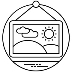 
A wall hanging painting having graphical illustration on a chart depicting gallery 
