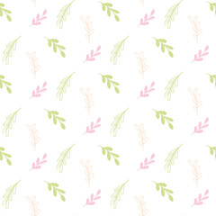 A gentle, graceful natural background. Drawn sprigs of plants