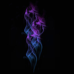 abstract blue and purple smoke natural overlay white fog realistic effect dust on black.