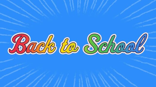 Digital Animation Of Back To School Multicolored Text Against White Lines Spinning On Blue Backgroun