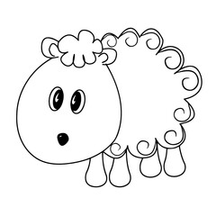 Drawing cute animals for kids. Black silhouette on a white background close-up. Vector illustration.