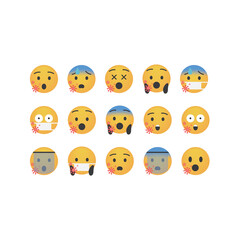 Set of emoticon with coronavirus