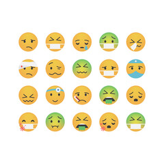 Set of emoticon with coronavirus 