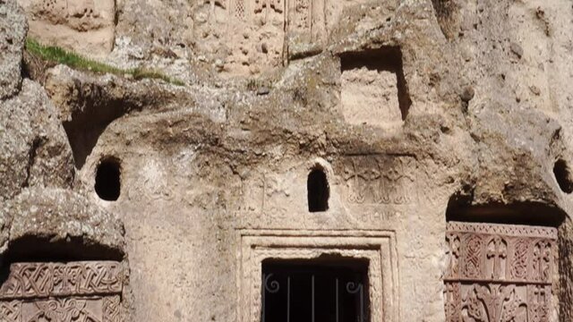 Tilt up | Khachkar in Geghard monastery, Armenia | Silk Road Armenia