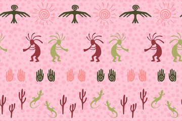 design with humpbacked man playing flute musical instrument.