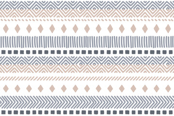 Ethnic vector seamless pattern. Tribal geometric background, boho motif, maya, aztec ornament illustration. rug textile print texture - obrazy, fototapety, plakaty