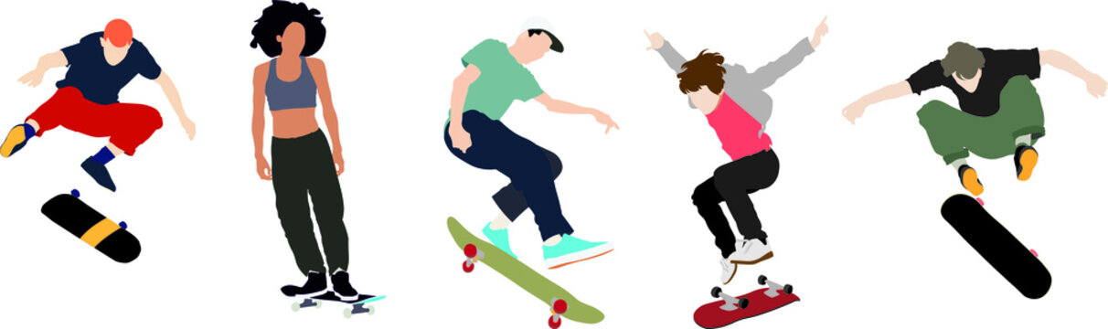Skateboarding vector for architectural sections and digital marketing for streetwear brand and skateboarding industry