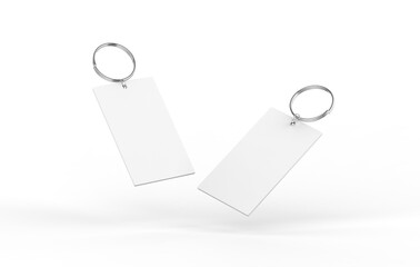 Key tag mockup on isolated white background, ready for design presentation, 3d illustration