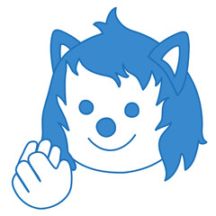 applauding smiling wolf claps his hands, simplistic facial expression vector illustration, simple hand drawn circle shaped emoticon, funny cartoon character