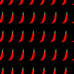 Cute chili red pepper hand drawn seamless pattern. Cool pepper background