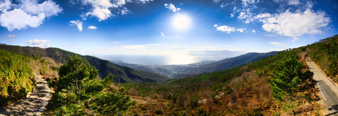 landscape with sky and clouds,Panoram to Sanremo village