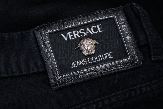 Milan, Italy - February 14, 2017: Closeup of Versace Jeans brand vintage pants