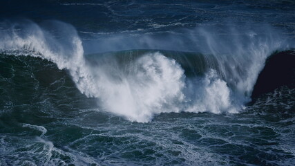 Fototapeta premium The huge waves in Nazare in Portugal. Autumn 2019.