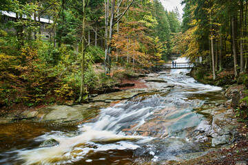 Mumlava river and waterfalls near Harrachov