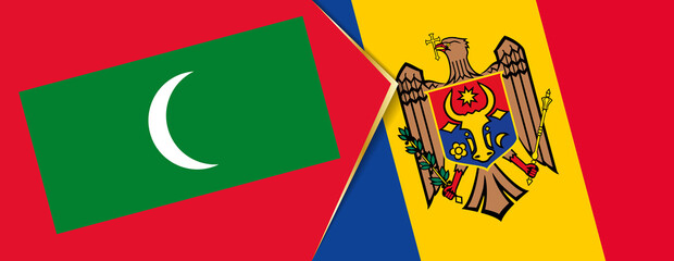 Maldives and Moldova flags, two vector flags.